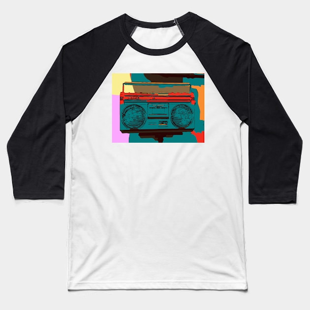 Radio Retro Pop-Art Comic Baseball T-Shirt by Grafititee